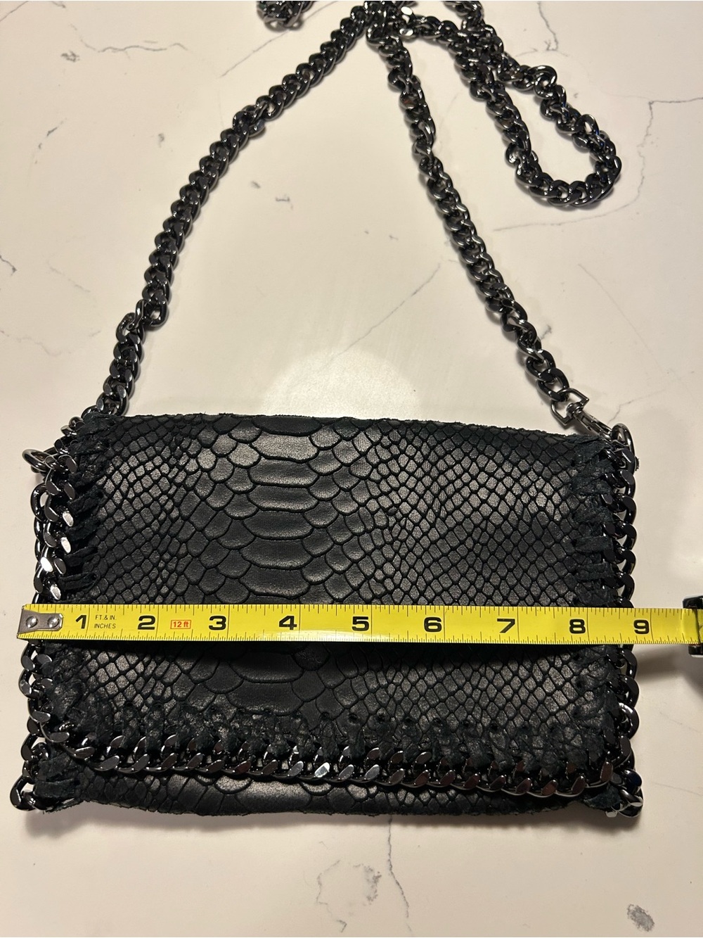 Black Crossbody Bag Genuine Leather (looks like Stella McCartney) - Picture 4 of 11